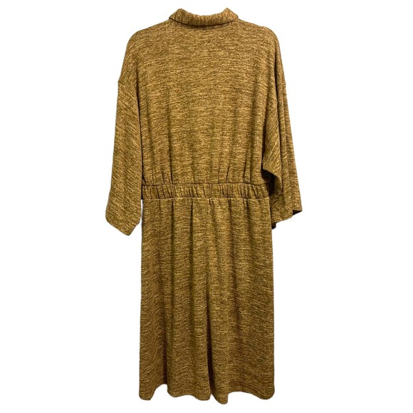 Sami & Jo Heathered Brown Tan Gold Drop Sleeve Elastic Waist Collar Dress Sz 2X - Picture 10 of 10